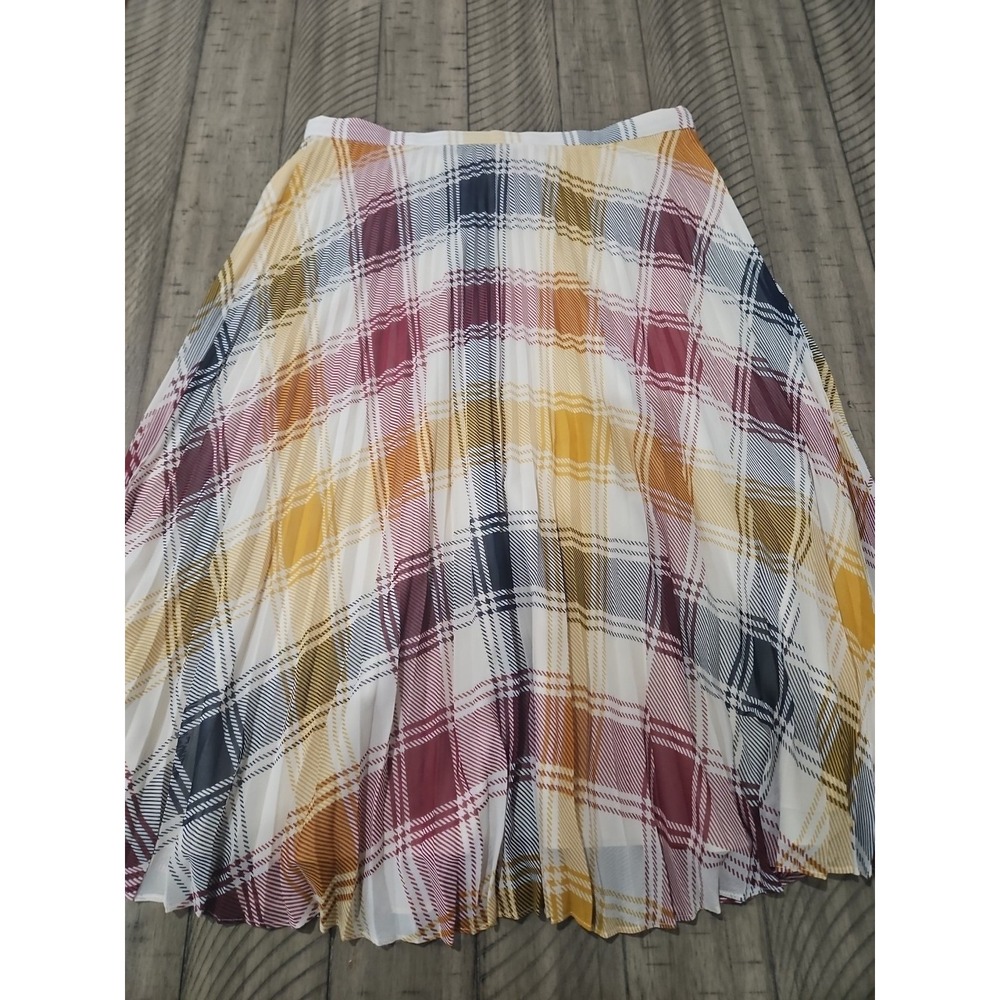 Ann Taylor Skirt 12 Plaid Accordion Pleat Midi Preppy Academia Elegant Timeless - Picture 2 of 14